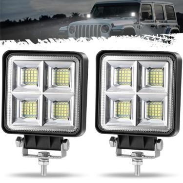 Imagem de Partsam Luzes brancas de trabalho de 4,2 polegadas, luzes off-road de 32 W 6000 lm, à prova d'água, barra de luz LED, luzes de direção para caminhão, trator, off-road, quadriciclo, UTV, Jeep, carrinho