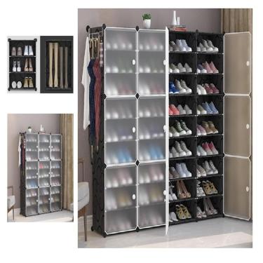 Imagem de Sapateira Gigante Armario Modular Para 72 Pares De Sapatos Estante Multiuso Closet Por Brinquedos 36 Prateleiras