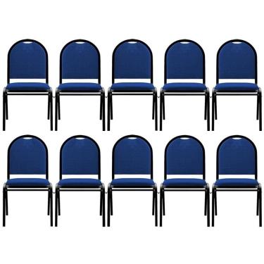 Imagem de Kit 10 Cadeiras Hoteleiras Auditório Empilhável Linho M23 Azul - Mpozenato