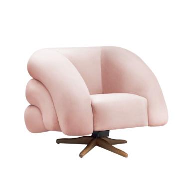 Imagem de Poltrona Giratória Orgânica com Balanço Tana Bouclê Rosê E03 - D`Rossi
