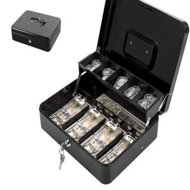 Imagem de Gaveta Organizadora De Dinheiro Caixa Cofre Multiuso Notas Joias Cofre Manual Maleta Portatil Luxo