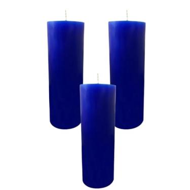 Imagem de Kit Com 3 Velas De 7 Dias 250g Parafina Pura Chama Alta 15cm (Azul Escuro)