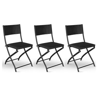 Imagem de Kit 3 Cadeira Dobravel Bar, Lanchonete Preto