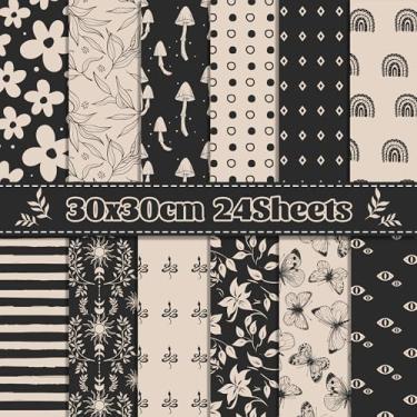 Imagem de Bolsome 24 Folhas De Papel Para Scrapbook Preto E Branco, Bloco Notas, Dupla Face, Marfim, Bege, Retrô, Padrão Boêmio, Decorativo, Artesanato Fazer Cartões, Álbum Fotos, Diário, Faça Você Mesmo, 11,