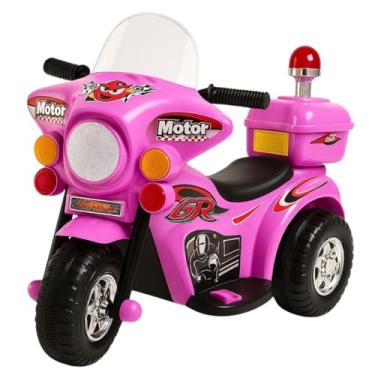 Imagem de Mini Moto Elétrica 6v Polícia Menina Com Luz Som E Baú Rosa