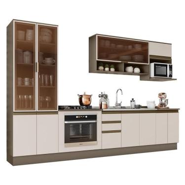 Imagem de Cozinha Completa 7 Peças Connect com Cristaleira e Rodapé - Móveis Henn