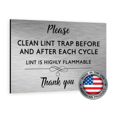 Imagem de Placa de alumínio escovado "Please Clean the Lint Trap After Every Cycle" - Placa pequena durável para aluguéis de temporada e lavanderia (alumínio escovado, 8,9 cm x 12,7 cm)