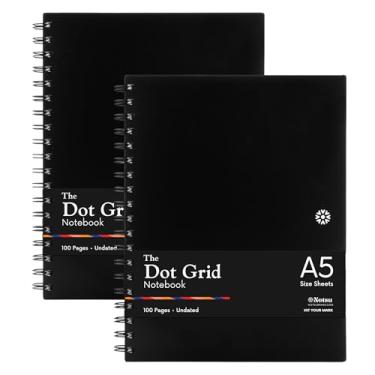 Imagem de Notsu Dot Grid Notebook 2pk | Minimalist Bullet Dotted Journal, 100 Pages, Thick Paper 120 gsm, A5 Size 5.8" x 8.3", Black