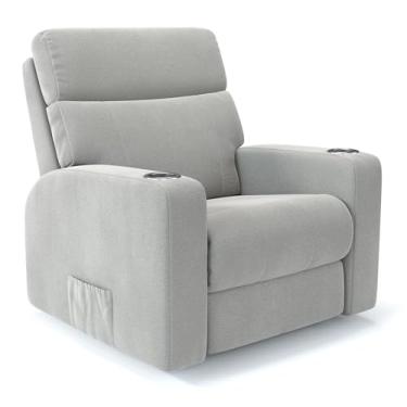 Imagem de Poltrona do Papai Reclinável Elétrica bivolt Revestimento em Linho Com Massageador - Modelo Eames (Cinza)