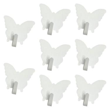 Imagem de ＫＬＫＣＭＳ 8 peças de ganchos de parede cabideiro de metal decorativo resistente ganchos de toalha para banheiro chaves pendurar roupas boné bolsa, Branco