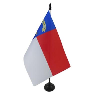 Imagem de Bandeira de mesa da Carolina do Norte 12 cm x 20.3 cm - Bandeira de mesa do estado americano de Caroline du Nord 21 x 14 cm - Bastão e base de plástico preto - Drapeau Caroline du Nord AZ FLAG