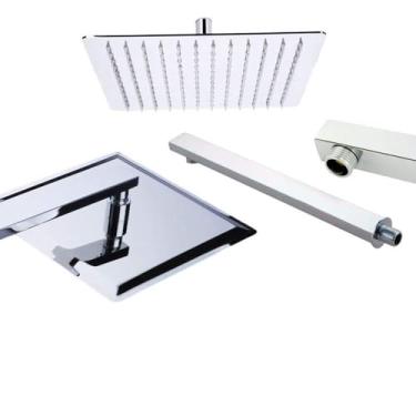 Imagem de Chuveiro Ducha Quadrada Cromada Em Inox 20x20 Parede Luxo