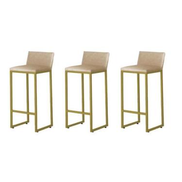 Imagem de Kit 3 Banquetas Alta Dani Reforçada Decorativa Balcão Bancada Cozinha 