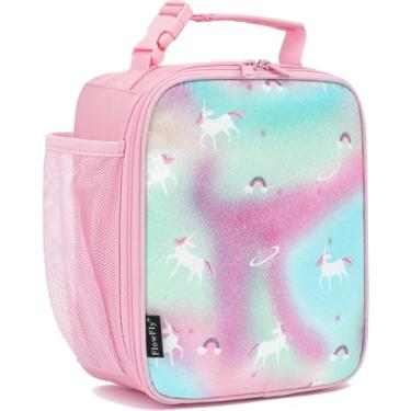 Imagem de FlowFly Lancheira térmica infantil, bolsa térmica para meninas, mini cooler para volta às aulas para meninas e meninos, glitter unicórnio