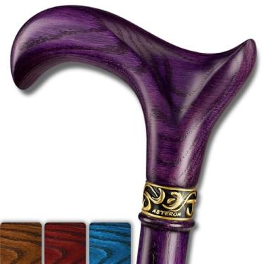 Imagem de Asterom Bengala de caminhada - feita à mão, ergonômica, bengala feminina - Bengala de madeira para mulheres idosas, frescas, exclusivas, de madeira (roxo, 91 cm)