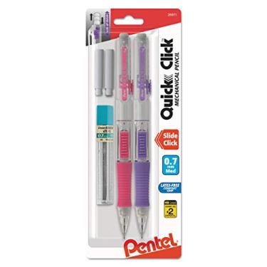 Imagem de Pentel Lapiseira PD217LEBP2 Quick Click, HB, nº 2, 0,7 mm, barril sortido, pacote com 2