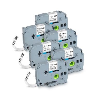 Imagem de Substituição para Brother Label Maker, P-Touch Label Tape, Tz 231 Tape 12mm 0,47 laminado preto sobre branco, compatível com Brother PT-D210 D220 D410 D600 H110, pacote com 4 (6)