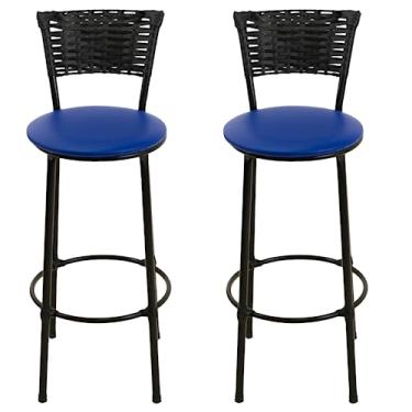 Imagem de CONJUNTO 2 BANQUETAS BANCO ALTO BARZINHO JUNCO VIME (AZUL)