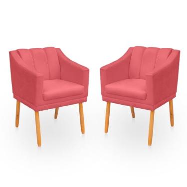 Imagem de Kit 2 Poltronas Cadeira para Sala Confortável e Moderna Mila Suede (Rosa)