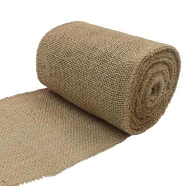 Imagem de suiwotin Rolo de tecido de serapilheira natural de 15 cm de largura - fita de juta de 10 metros para embrulho de presente, decorações de casamento, artesanato rústico, grinaldas e decoração de casa