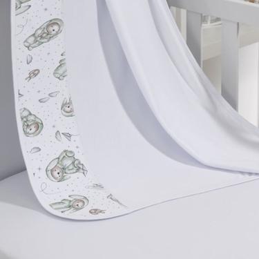 Imagem de Cueiro Simples Tecebem Baby Yan Malha 100% Algodão Estampado Kinder 80cmx90cm Branco