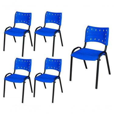 Imagem de Cadeira Iso Base Preto Escola, Escritório Azul Kit 5 Un