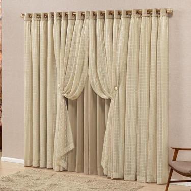 Imagem de Cortina Monte Real 3,00m x 2,50m Blackout Voal Xadrez - Casa Linda Enx