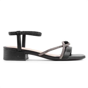 Imagem de Sandália Ramarim Salto Baixo Feminina (Preto/Prata, BR, Adulto, Numérico, 39)