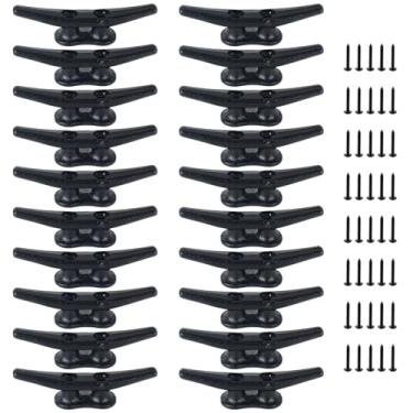 Imagem de ORLANG Chuteiras de doca de 10 cm, chuteiras pretas revestidas eletroforéticas com ferragens, travas de doca de barco, grampo de corda para docas de barco, decks ou decoração náutica (pacote com 20)