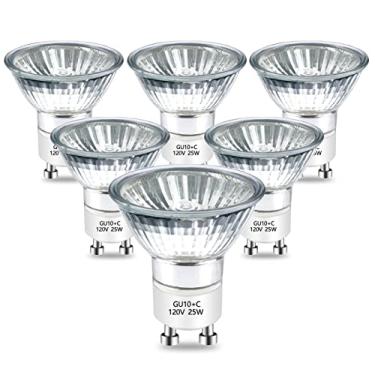 Imagem de BOGAO Lâmpada Halógena Gu10 120V 25W, 2800K, Branco Quente Regulável Para Lâmpadas De Trilho, Tampa Vidro, Pacote Com 6