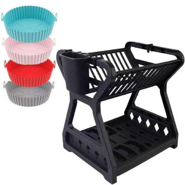 Imagem de Kit Escorredor De Louças De Plástico E 4 Formas De Air Fryer - CASA CH
