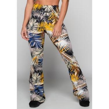 Imagem de Calça Feminina Flare Estampada Pantalona Cintura Alta Mvb Modas-Feminino