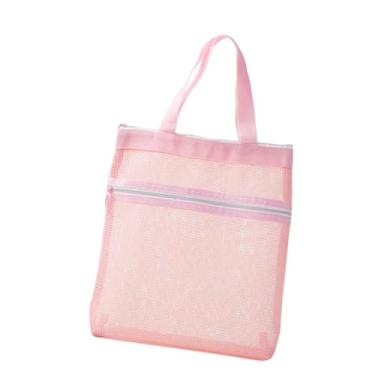 Imagem de Bothyi Bolsa de banho de malha, bolsa de praia, de armazenamento portátil, multiuso, de banho portátil para academia, dormitório de verão, praia, Rosa