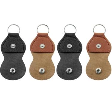 Imagem de Estojo de suporte de 4 peças para guitarra - Estojo de couro para guitarra Saco de porta-chaves para guitarristas (Preto + Marrom)