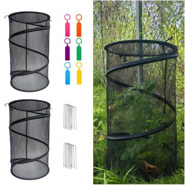 Imagem de Pacote com 3 capas de plantas pop-up – Proteção instantânea de jardim com 12 pinos e 6 etiquetas | Inseto pássaro para vegetais, flores e mudas | Configuração fácil reutilizável (preto)