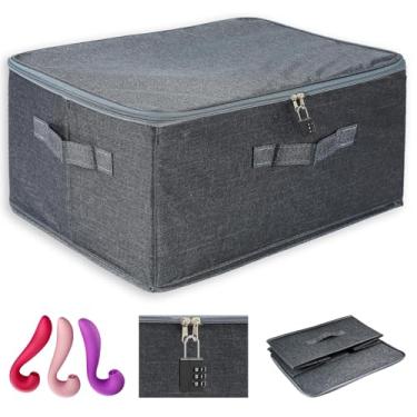 Imagem de Turesmith Caixa De Armazenamento De Brinquedos Sexuais Com Fechadura – Estojo Discreto Para Brinquedos Adultos Com Fechadura De Combinação, Bolsa De Armazenamento Dobrável E Lavável Para Organizaçã