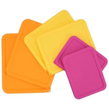 Imagem de LUVCOSY Tampa de armazenamento retangular de silicone com 3 xícaras, 6 xícaras, 11 xícaras, substituição para Pyrex 7210-PC, 7211-PC, 7212-PC (recipiente não incluído) Pacote com 6, pode ir ao