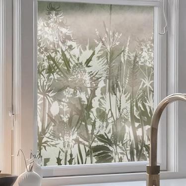 Imagem de ChicSkin Película de privacidade para janela floral, decoração de vidro, película branca geada para janela de sacada de cozinha, cardo e dente-de-leão 59 x 40 cm