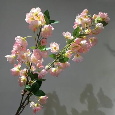 Imagem de Arranjo de flores artificiais de galhos longos de flores de cerejeira, decoração para casa, decoração de casamento (rosa)