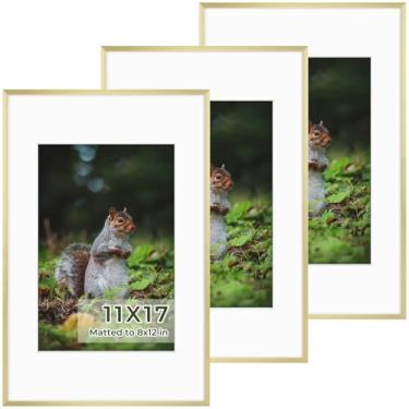 Imagem de Golden State Art Porta-retrato 28 x 43 cm, pacote com 3 molduras de alumínio com tapetes removíveis de 20 x 30 cm e vidro verdadeiro, exibição de pôsteres de 28 x 43 cm ou fotos de 20 x 30 cm