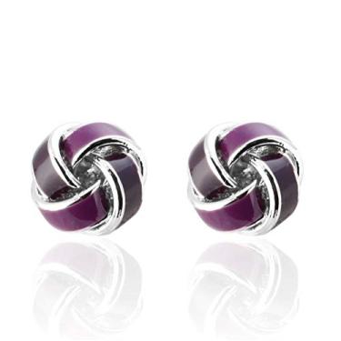Imagem de Abotoaduras Masculinas, Design Roxo Torcido Moda Cobre Botões De Punho Franceses Brilhantes, Presente Brilhante Acessório De Camisa Elegante Para Contador Chefe Negócios Casamento Baile Oca
