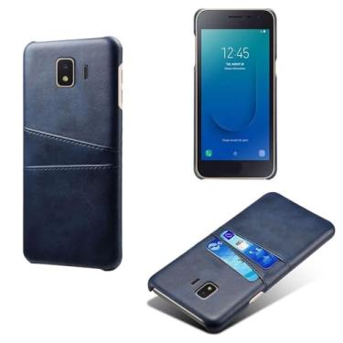 Imagem de Capas Compatível com Samsung Galaxy J2 CORE,Caso de couro PU-Tampa de telefone a prova de choque com 2 slots de cartão,Proteção anti-impressão digital e anti-gota-Blue