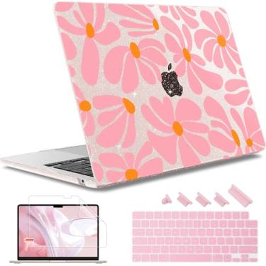 Imagem de May Chen Capa para MacBook Air de 13,6 polegadas versão 2025/2024/2023/2022 (modelo A2681 A3113 A3240, chip M2 M3 M4) – Capa rígida para laptop com capa de teclado e protetor de tela, flor groovy