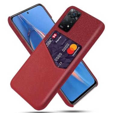 Imagem de Capa para Xiaomi Redmi Note 11E PRO,Tela e tampa de couro PU,Antideslizante,360°cobertura completa à prova de choque com 1 slot de cartão atrás,Prevenção de queda-Red