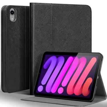 Imagem de Gexmil Capa de couro para iPad mini 7 (A17 Pro) 2024 / iPad mini 6 geração 2021 8,3 polegadas, capa de couro bovino premium com suporte ajustável, despertar/hibernar automaticamente, impressão na