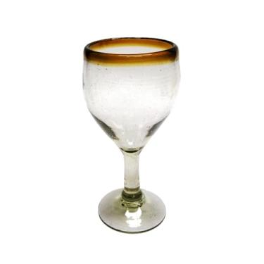 Imagem de MexHandcraft Taças de vinho pequenas com borda âmbar de 200 ml (conjunto de 6), vidro reciclado, sem chumbo, sem toxinas (vinho pequeno de 200 ml)