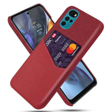 Imagem de Capa para MOTO G22 5G,Tela e tampa de couro PU,Antideslizante,360°cobertura completa à prova de choque com 1 slot de cartão atrás,Prevenção de queda-Red