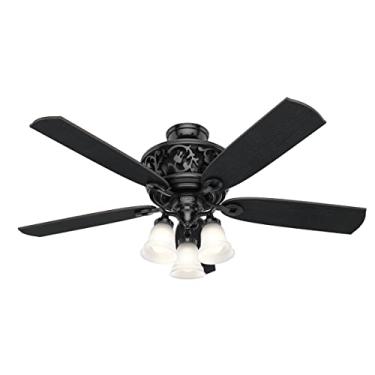 Imagem de Ventilador de teto interno Hunter Promenade com luzes LED e controle remoto, 137 cm, preto brilhante