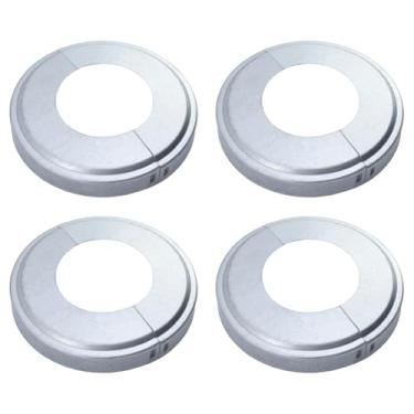 Imagem de Tsnamay 4 peças de flange dividida na parede, placa redonda de ferro galvanizado para tubo de 60 mm de diâmetro, prata