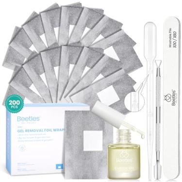 Imagem de beetles Gel Polish Removedor De Esmalte Em Beetles, 200 Unidades, Gel, Ferramenta Para Remover Com Algodão Grosso, Óleo Cutículas E Empurrador, Conta-Gotas Cuidados Manicure